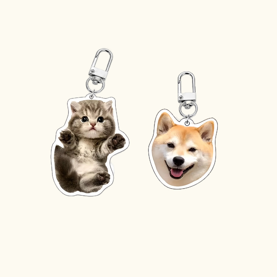 Dear fur baby Customized acrylic pet keychains Silver 8-shaped buckle