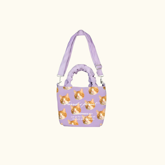 Dear fur baby Super cute custom messenger canvas bag, bubble pleated handle, skin-friendly fabric, soft and comfortable, style can be customized by sending many photos.